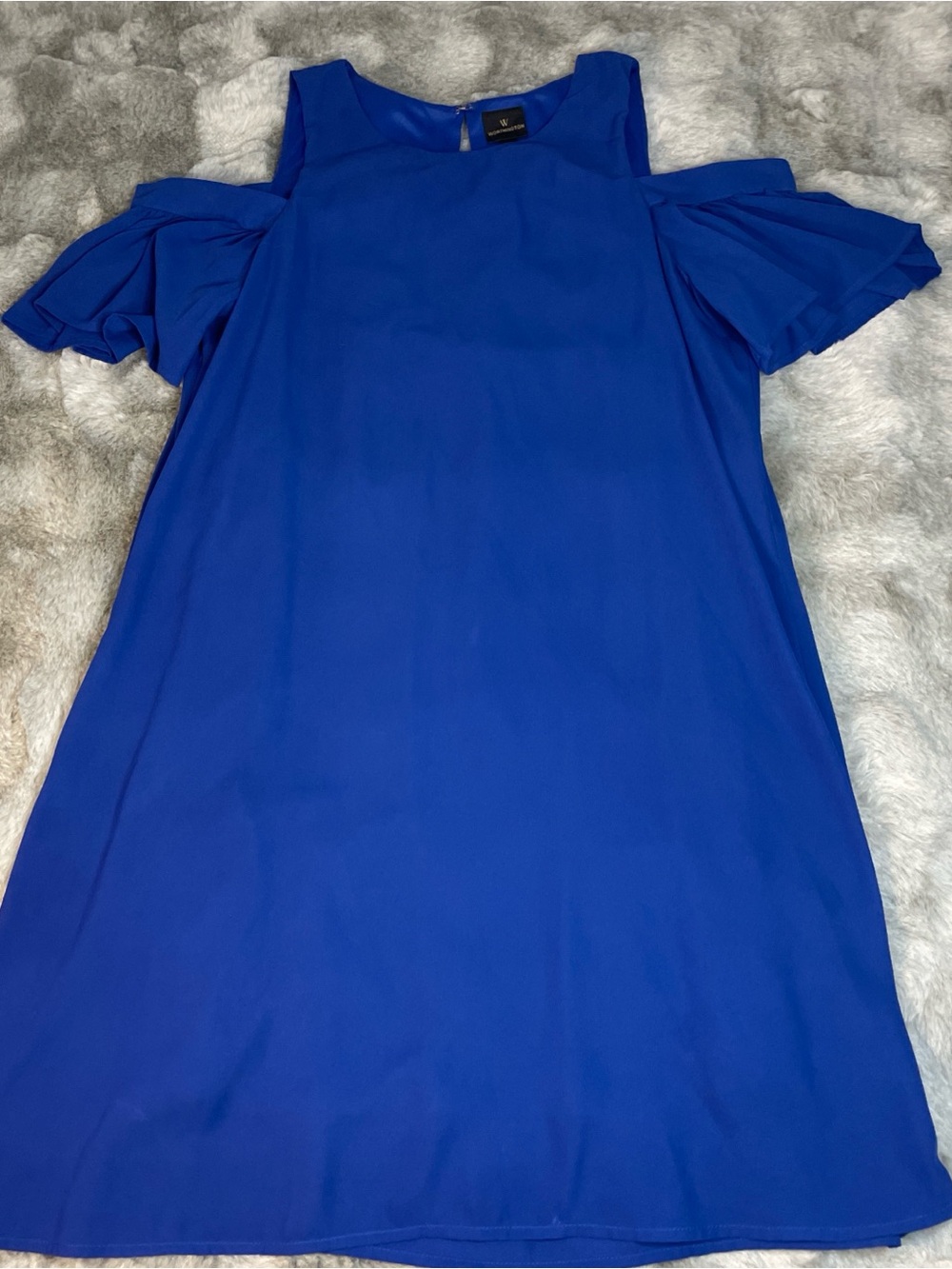 Worthington Royal Blue Cold-Shoulder Midi Dress-0219
